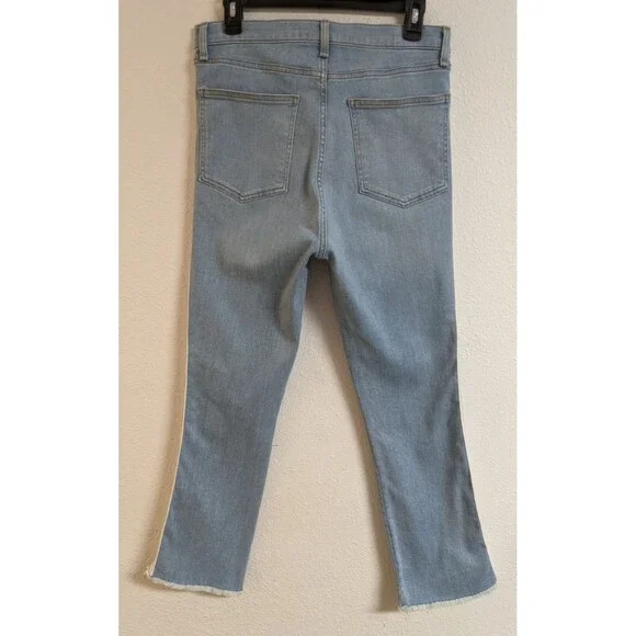 NEW~VERONICA BEARD Carly Kick Flare High Waisted Tuxedo Stripe Cropped Jeans 29 - Picture 11 of 16